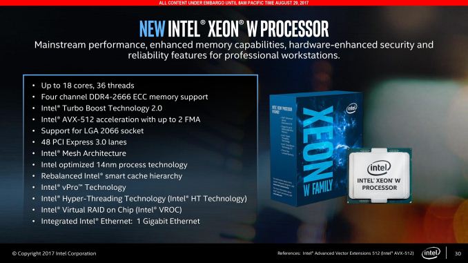 Xeon-W Specifications